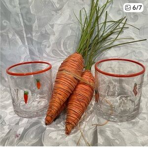 Clearance! Anthropologie Carrot & Bunny Design Glass. New 2 glssses